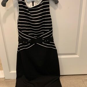 Elegant Black and White Striped Dress